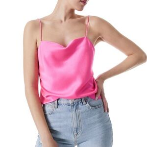 ALICE + OLIVIA
Harmon Drapey Slip Tank Pink Cowl Neck Satin
